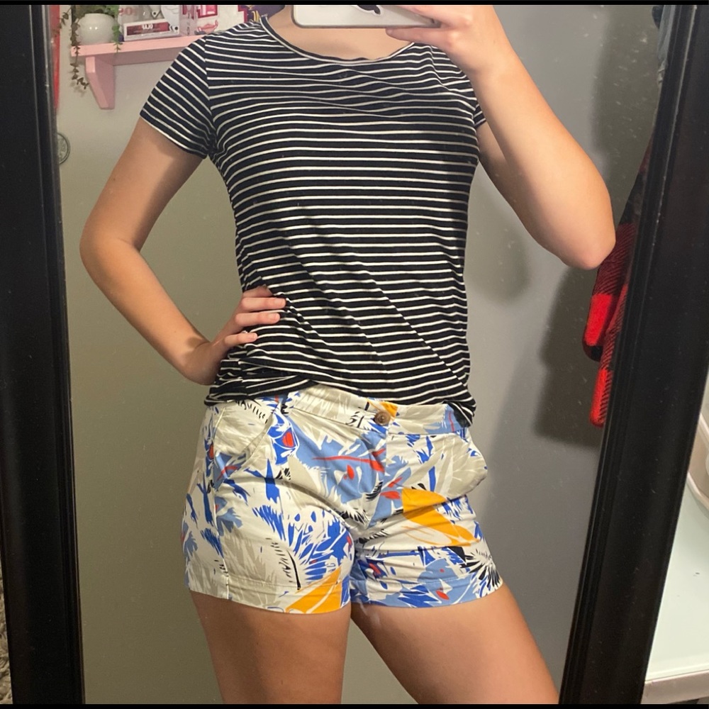 Patterned White Shorts